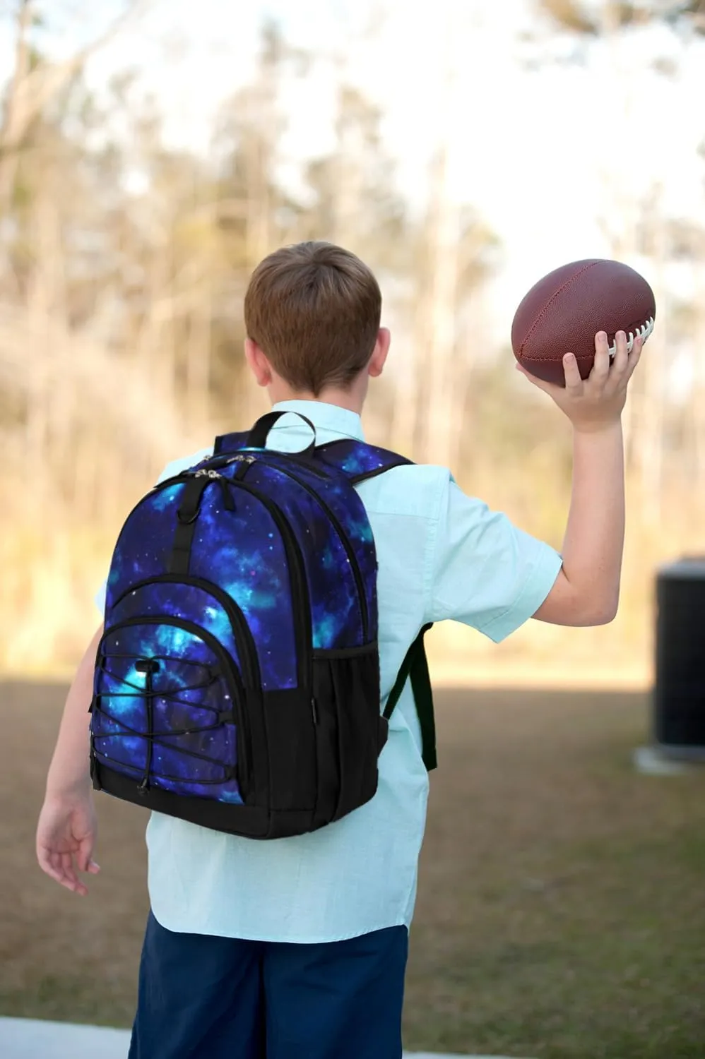 ZORFIN Backpack for School, Travel: Bookbag for Girls Boys - Kids Backpack with Multi Compartments - Purple Shine