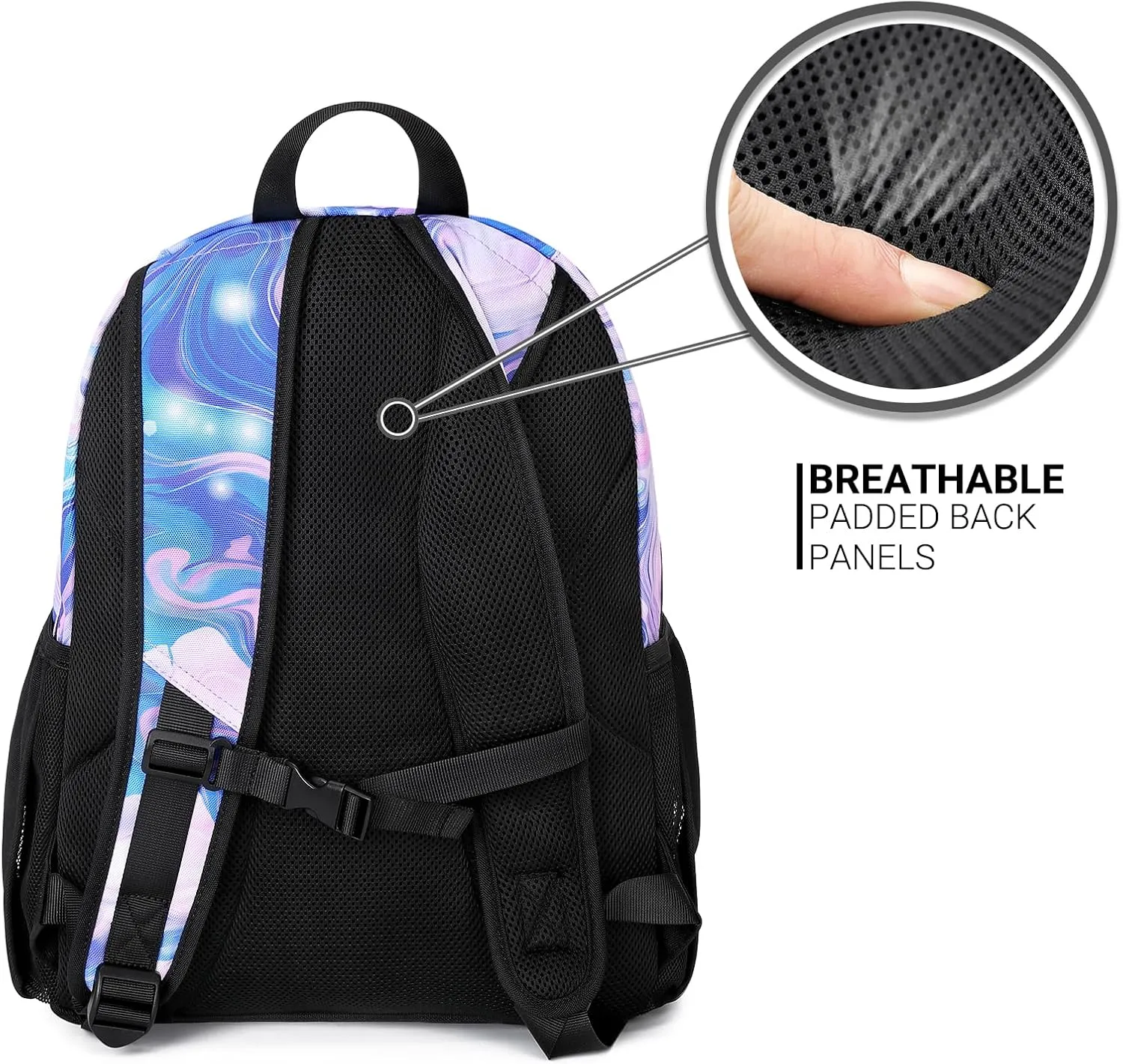 ZORFIN Backpack for School, Travel: Bookbag for Girls Boys - Kids Backpack with Multi Compartments - Purple Shine